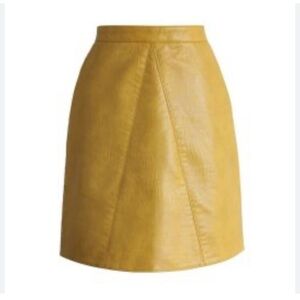 Yellow Gold Leather Vegan Skirt
